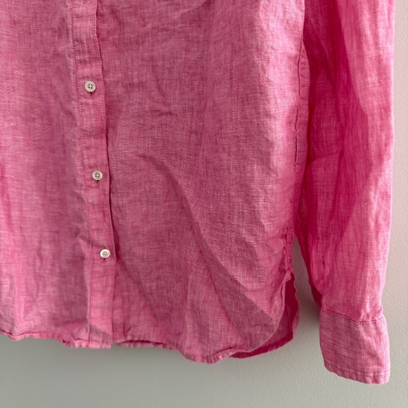 J MCLAUGHLIN BRITT 100% LINEN SHIRT BUTTON FRONT BREATHABLE PREPPY CASUAL PINK S - Picture 5 of 10